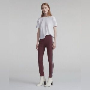 EUC Rag and Bone Simone Ponte Pant, Size 8, Burgundy and white stripe